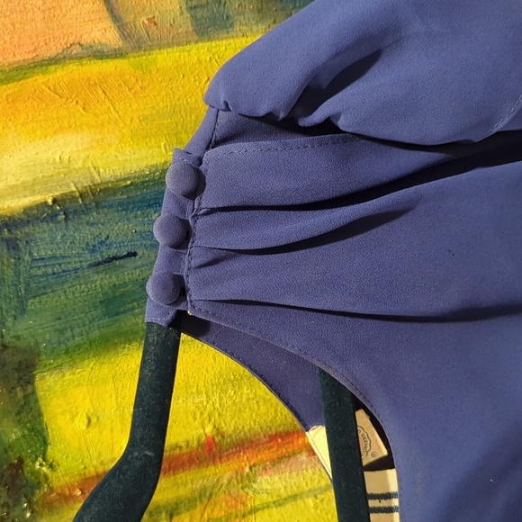 KH II Sportswear LTD Vintage 70s Shear flutter sleeves Royal Blue dress small - Picture 4 of 10